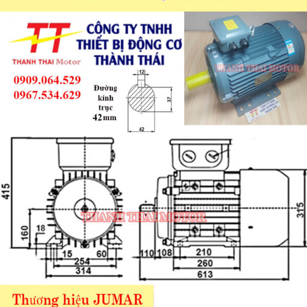 Động cơ điện 3 pha 5.5KW 7.5HP 8Poles chân đế