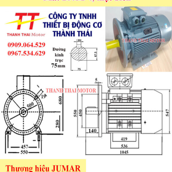 Động cơ điện 3 pha 90KW 125HP 4Poles mặt bích