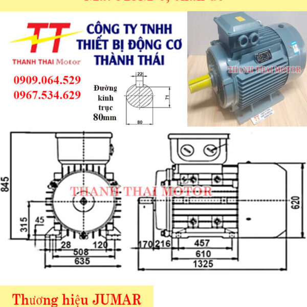 Động cơ điện 3 pha 90KW 125HP 6Poles chân đế