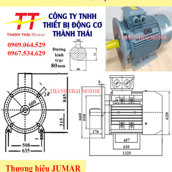 Động cơ điện 3 pha 90KW 125HP 6Poles mặt bích