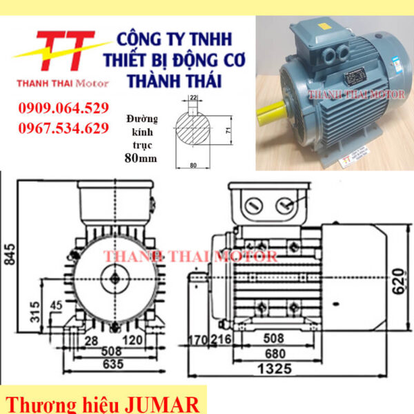 Động cơ điện 3 pha 90KW 125HP 8Poles chân đế