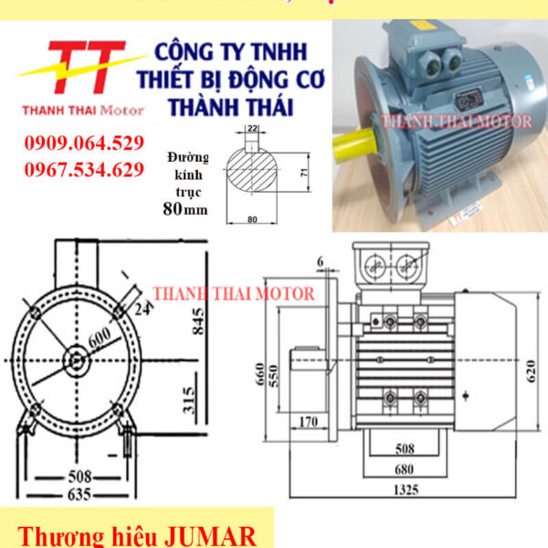 Động cơ điện 3 pha 90KW 125HP 8Poles mặt bích