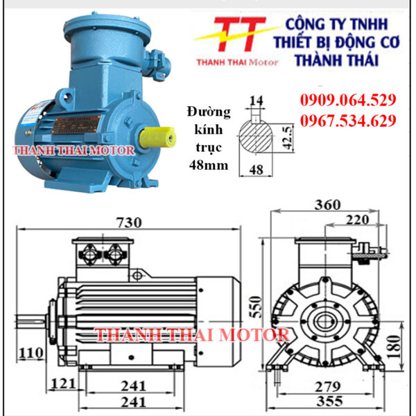 Động cơ phòng nổ 22KW 30HP 2Poles chân đế