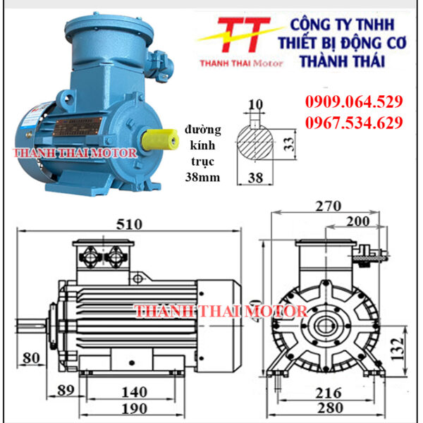 Động cơ phòng nổ 7.5KW 10HP 2Poles chân đế