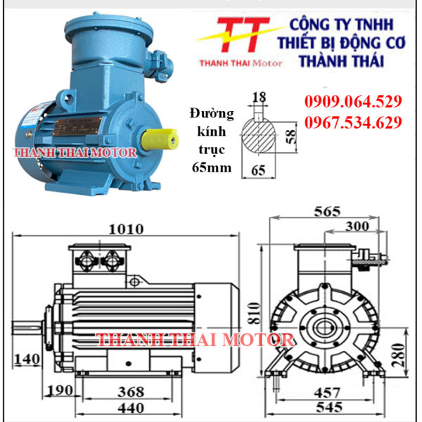 Động cơ phòng nổ 77KW 100HP 2Poles chân đế