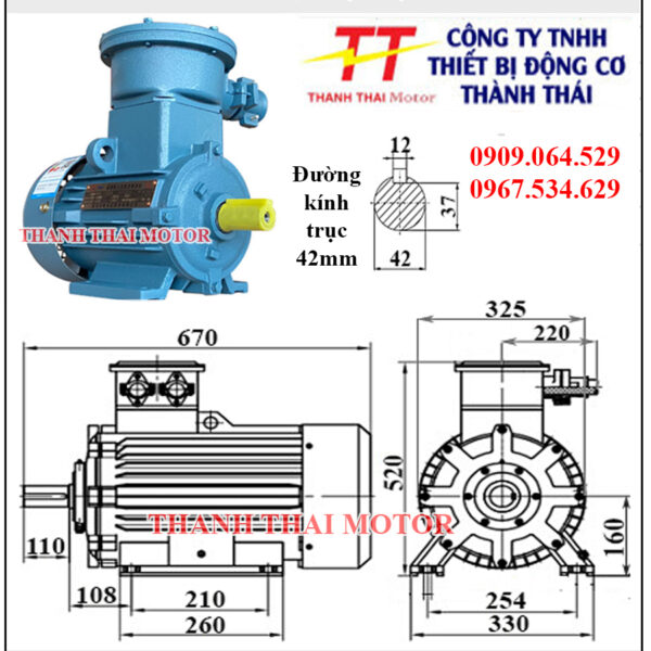 Động cơ phòng nổ 7.5KW 10HP 6Poles chân đế