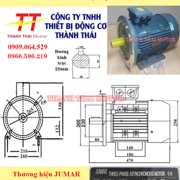 Động cơ điện 3 pha 5.5KW 7.5HP 2Poles mặt bích