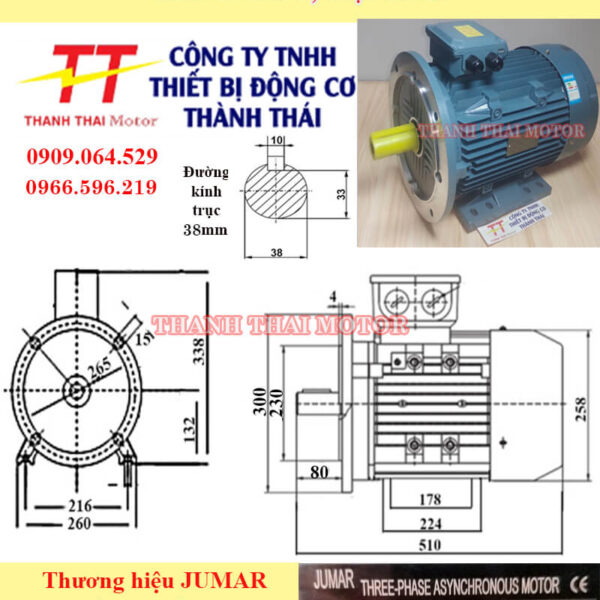 Động cơ điện 3 pha 5.5KW 7.5HP 6Poles mặt bích