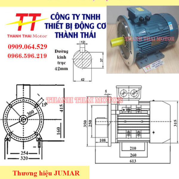 Động cơ điện 3 pha 5.5KW 7.5HP 8Poles mặt bích